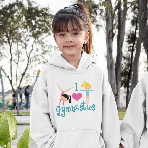 I Love Gymnastics Cute Gymnast Kids Hoodie