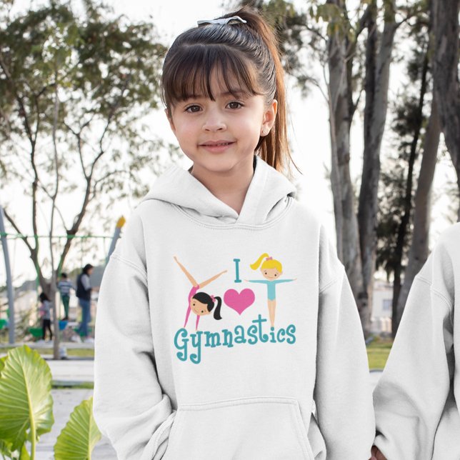 I Love Gymnastics Cute Gymnast Kids Hoodie (Creator Uploaded)