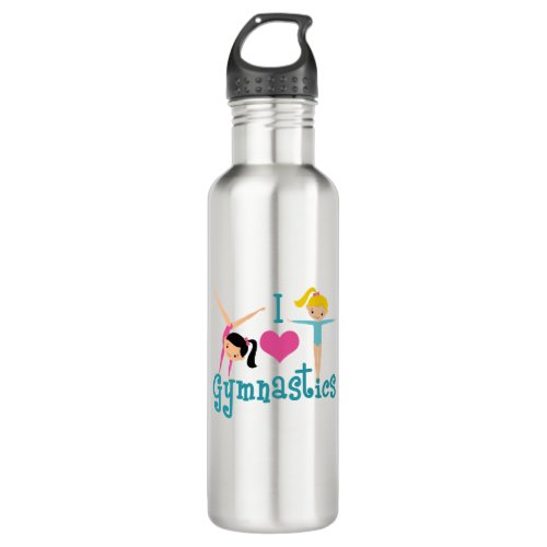 I Love Gymnastics Cute Gymnast Stainless Steel Water Bottle