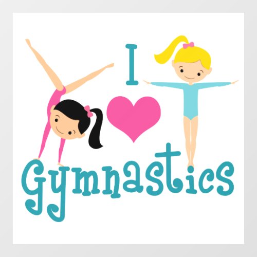 I Love Gymnastics Cute Gymnast Window Cling