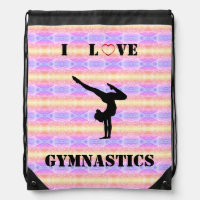 I Love Gymnastics Drawstring Backpack for Girls!