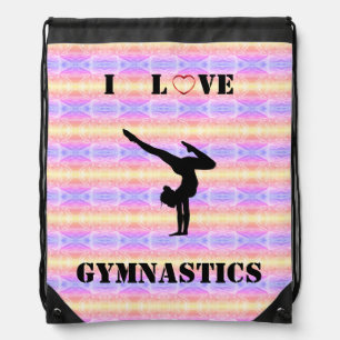 I Love Gymnastics Drawstring Backpack for Girls!
