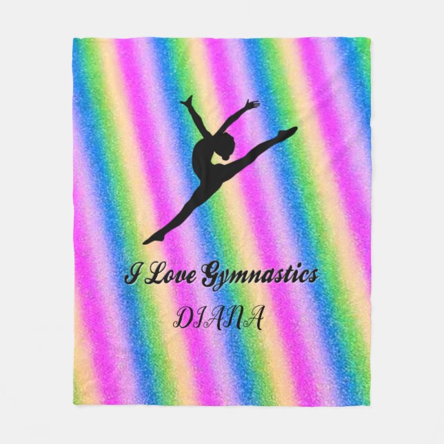 I LOVE GYMNASTICS FLEECE BLANKET! BLANKET (Front)