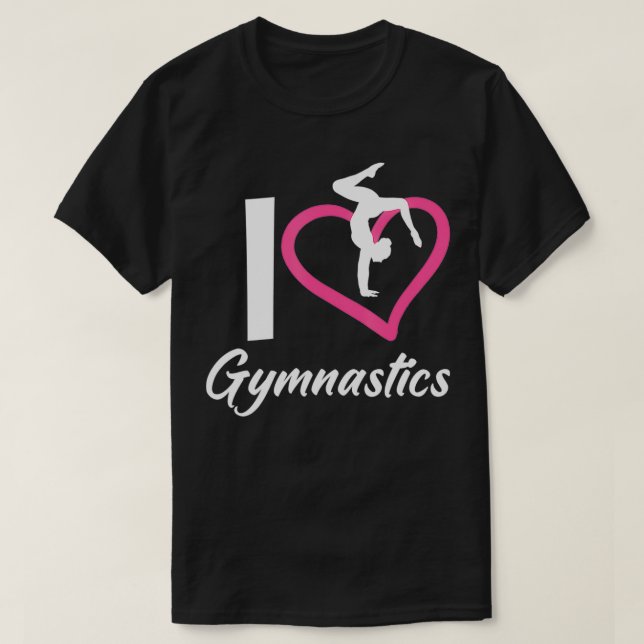 I Love Gymnastics Funny Cheerleading Gymnast  T-Shirt (Design Front)