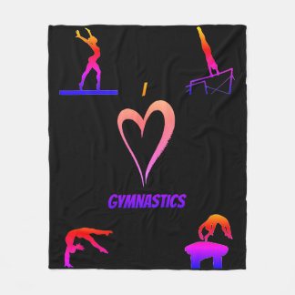 I Love Gymnastics Girls Fleece Blanket