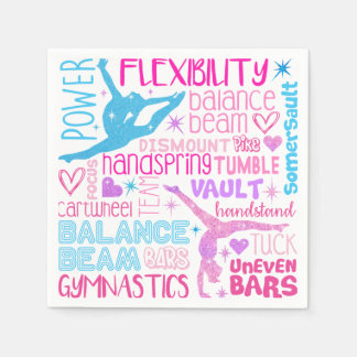 I love Gymnastics-girls pink, purple and blue Pape Napkins