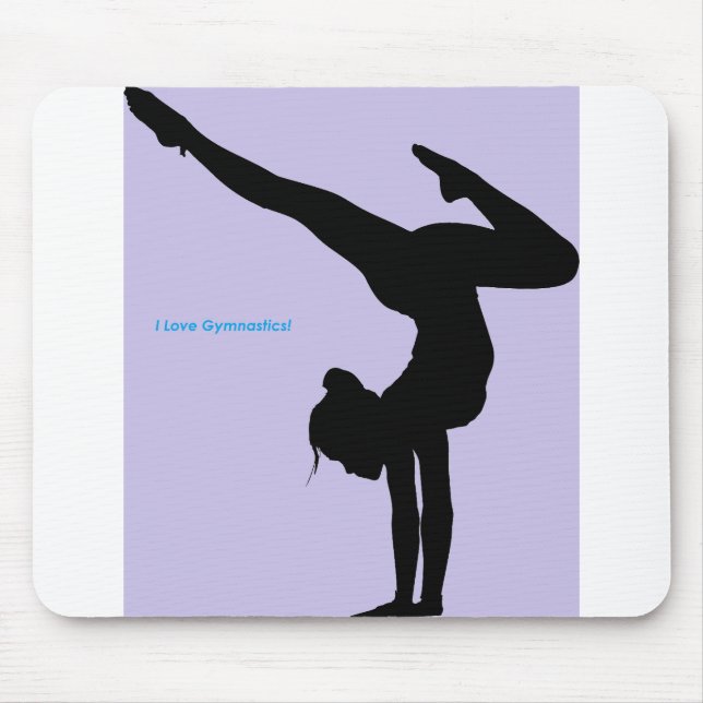 I Love Gymnastics- Gymnast with Lilac Background Mouse Pad (Front)