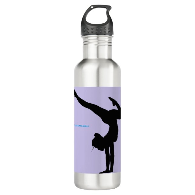 I Love Gymnastics- Gymnast with Lilac Background Stainless Steel Water Bottle (Front)