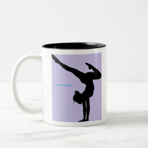 I Love Gymnastics- Gymnast with Lilac Background Two-Tone Coffee Mug