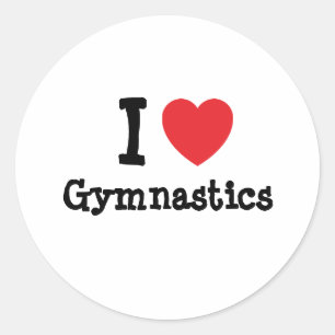 I love Gymnastics heart custom personalized Classic Round Sticker