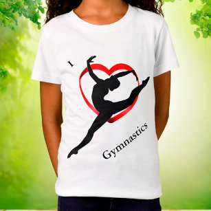 I Love Gymnastics Heart Tee for Girls