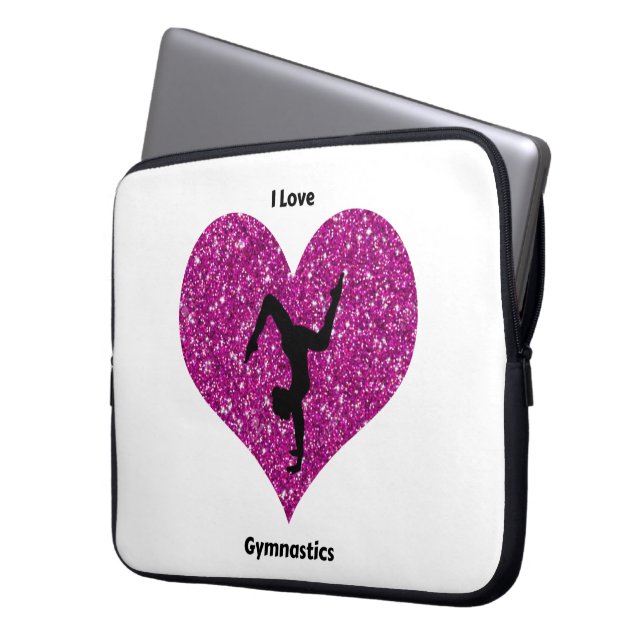 I Love Gymnastics Neoprene Laptop Sleeve Bag (Front Left)