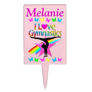 I LOVE GYMNASTICS PERSONALIZED CAKE PIC CAKE TOPPER