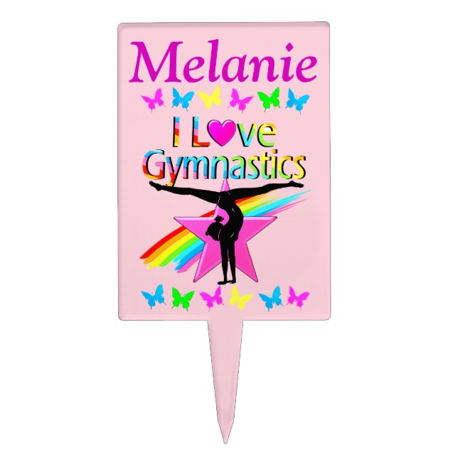 I LOVE GYMNASTICS PERSONALIZED CAKE PIC TOPPER (Front)