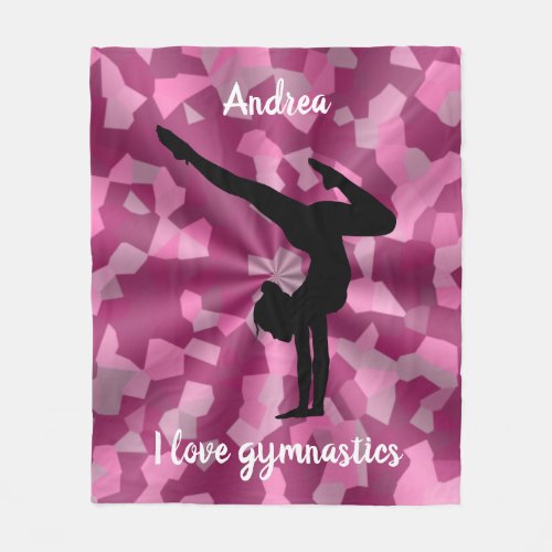 I Love Gymnastics Pink Camo Fleece Blanket