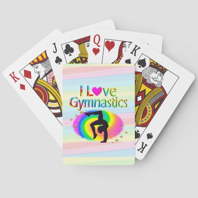 I LOVE GYMNASTICS RAINBOW PLAYING CARDS (Back)