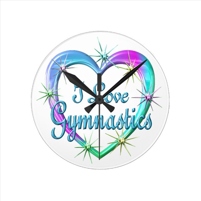 I Love Gymnastics Round Wallclock