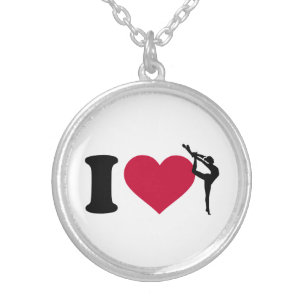 I love Gymnastics Silver Plated Necklace