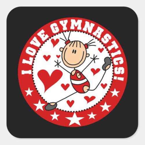 I Love Gymnastics Square Sticker