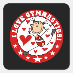 I Love Gymnastics Square Sticker