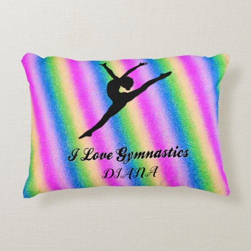 I LOVE GYMNASTICS throw pillow personalized