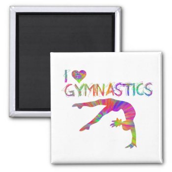 I Love Gymnastics Tie Dye Shirts Bags Stickers Etc Magnet by flipdancecheer at Zazzle