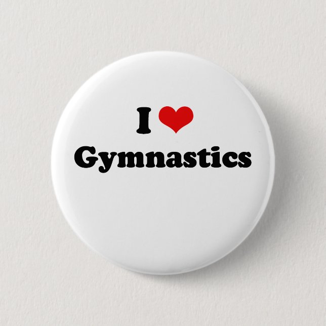 I Love Gymnastics Tshirt Pinback Button (Front)