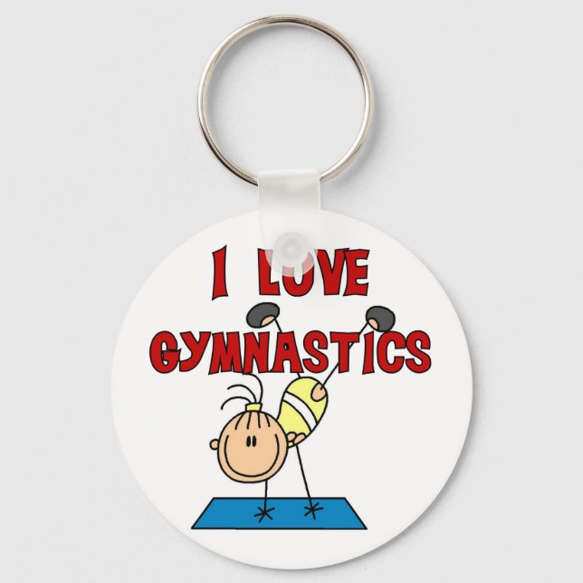 I Love Gymnastics Tshirts and Gifts Keychain (Front)