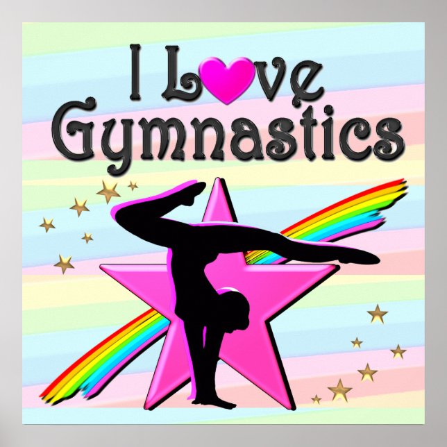 I LOVE GYMNASTICS TUMBLING QUEEN DESIGN POSTER (Front)