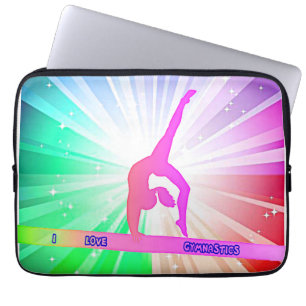 "I LOVE GYMNASTICS" with Gymnast on Beam Laptop Sleeve