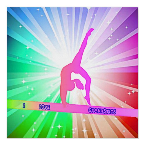 I LOVE GYMNASTICS with Gymnast on Beam    Poster