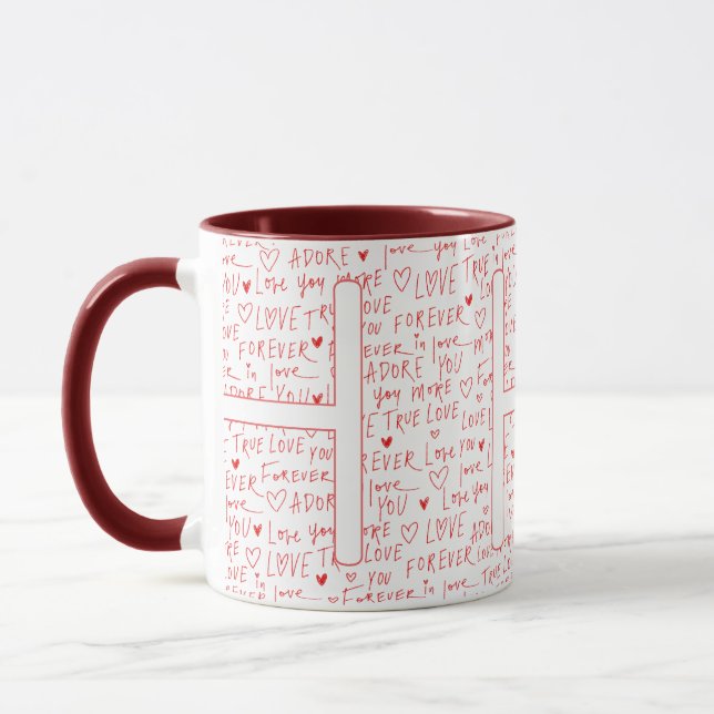 I Love H You — Personalized Initial “H” Romantic D Mug (Left)