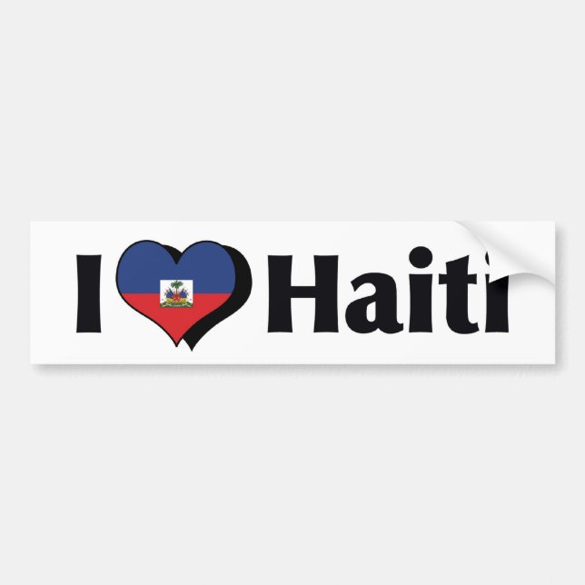 I Love Haiti Flag Bumper Sticker (Front)