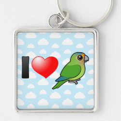I Love Half Moon Conures Premium Square Keychain