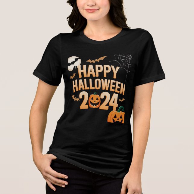 I Love Halloween 2024 Women's T-Shirt Tri-Blend Shirt (Front)