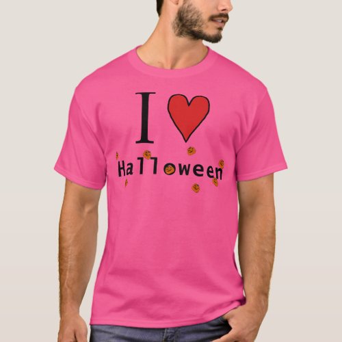 I Love Halloween and Creepy Horror Pumpkins T_Shirt