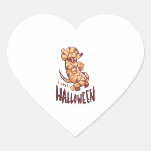 I Love Halloween - Dog Mummy Heart Sticker