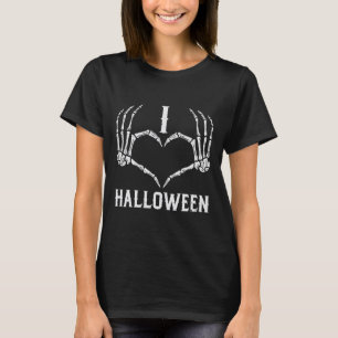 I Love Halloween Skeleton Hands Heart Cute Women G T-Shirt