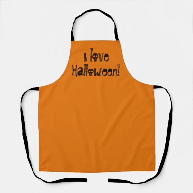 I Love Halloween Spooky Orange Apron (Front)