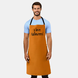 I Love Halloween Spooky Orange Apron