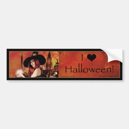 I Love Halloween Witch Bumper Sticker