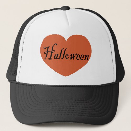 I Love Halloween With Orange Halloween Heart Trucker Hat