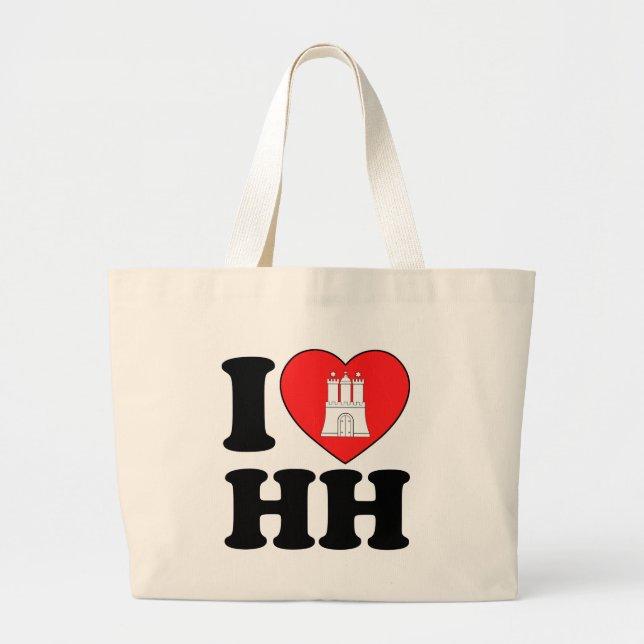 I Love Hamburg (HH) Large Tote Bag (Front)