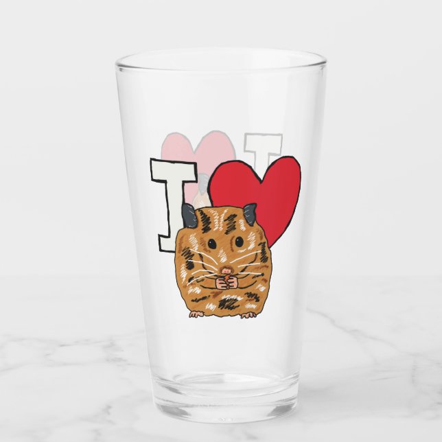 I Love Hamsters Glass (Front)