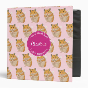 I love Hamsters Pink Hamster Pattern 3 Ring Binder