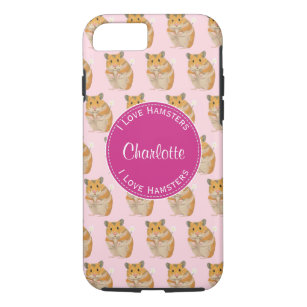 I love Hamsters Pink Hamster Pattern iPhone 8/7 Case