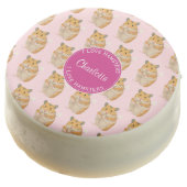 I love Hamsters Pink Hamster Pattern Chocolate Dipped Oreo (Angled)