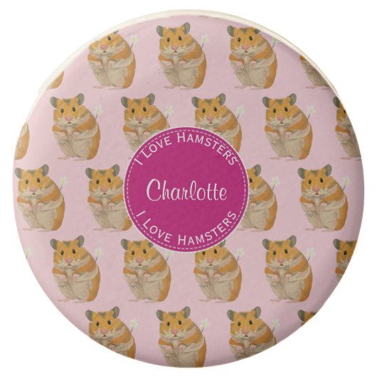 I love Hamsters Pink Hamster Pattern Chocolate Dipped Oreo (Front)