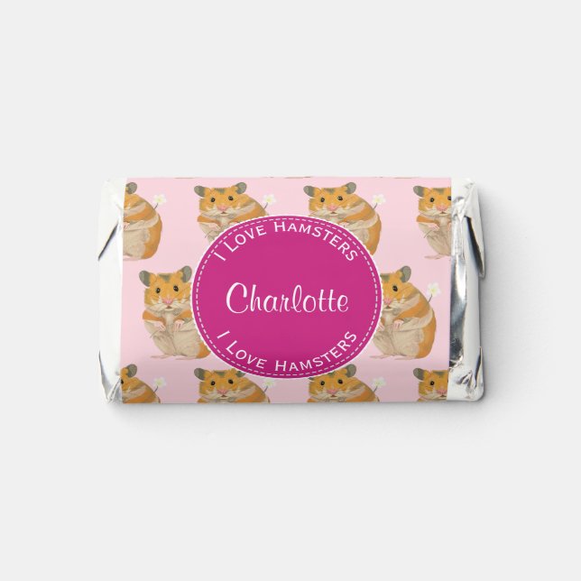 I love Hamsters Pink Hamster Pattern Hershey's Miniatures (Front)