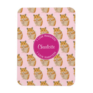 I love Hamsters Pink Hamster Pattern Magnet